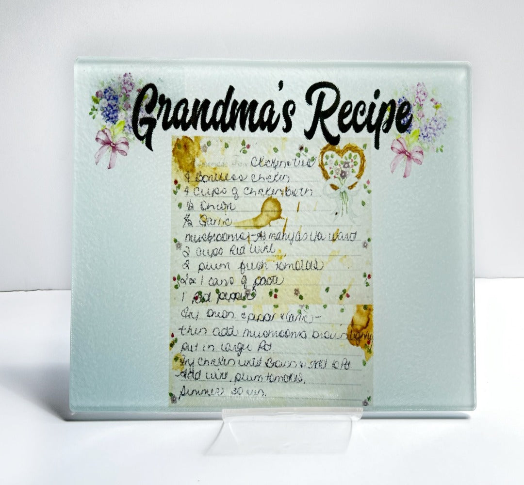 Personalized Handwritten Recipe on Cutting Board