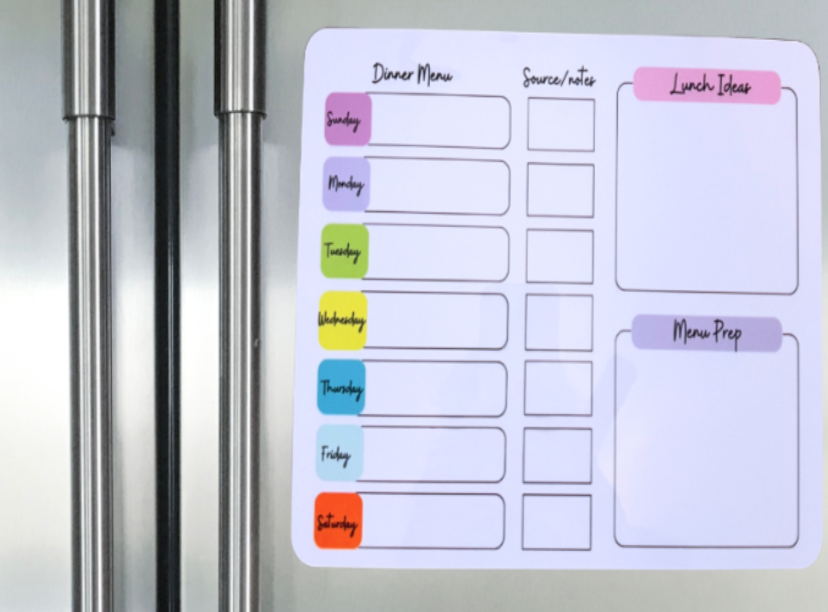 Weekly Menu Planner- Dry Erase