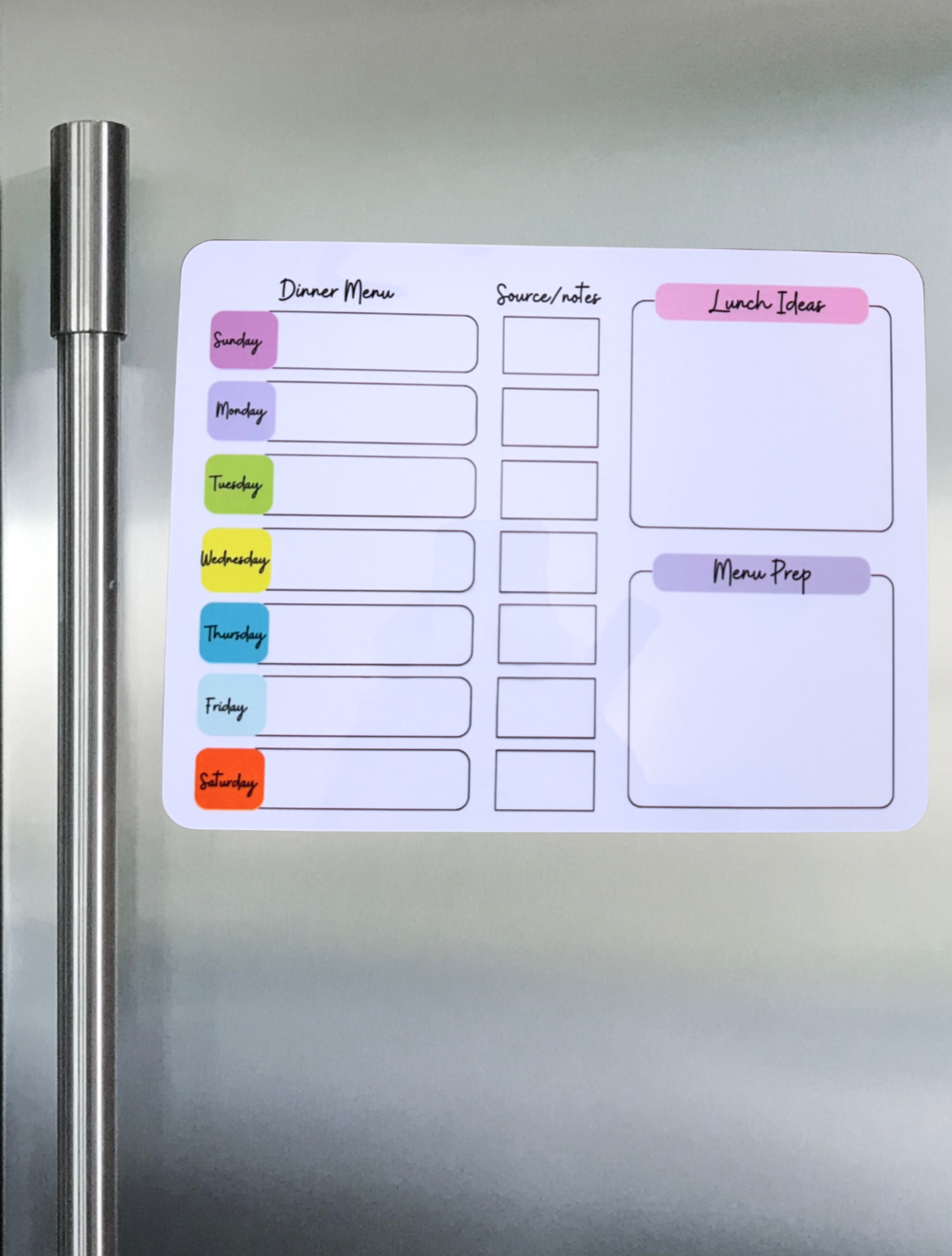 Dry erase menu Board.