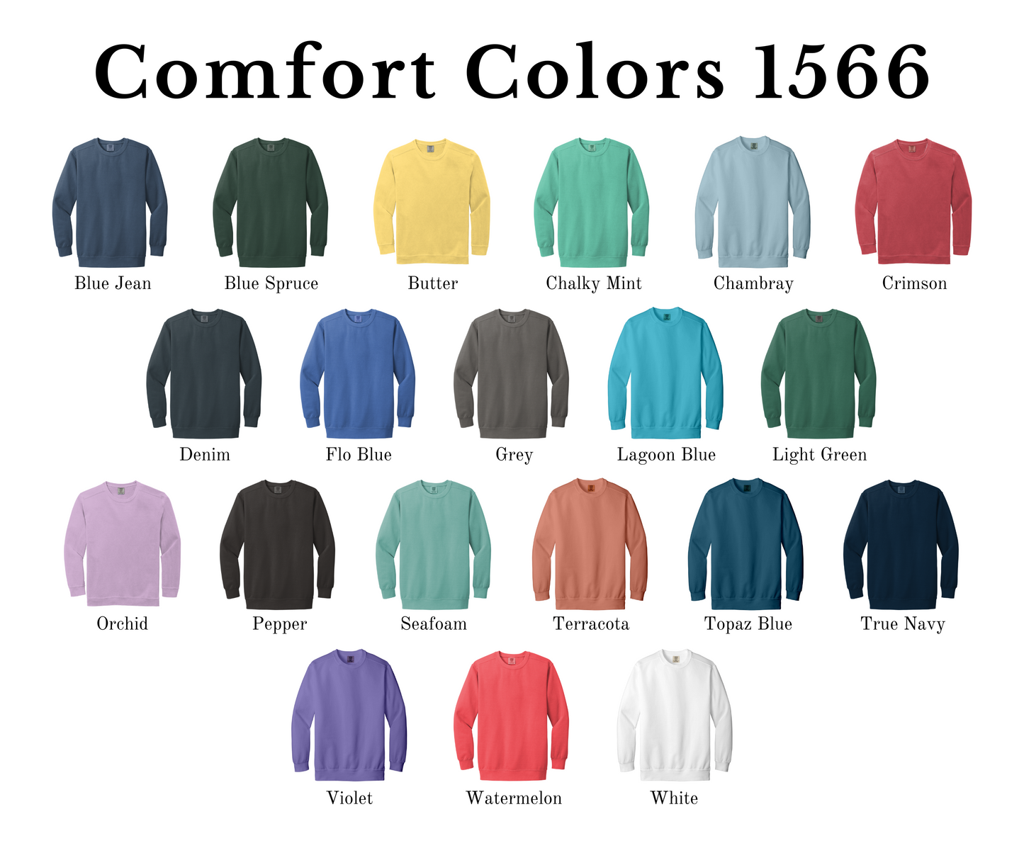a collection of 16 different colored long-sleeved shirts, each with a unique color and design.