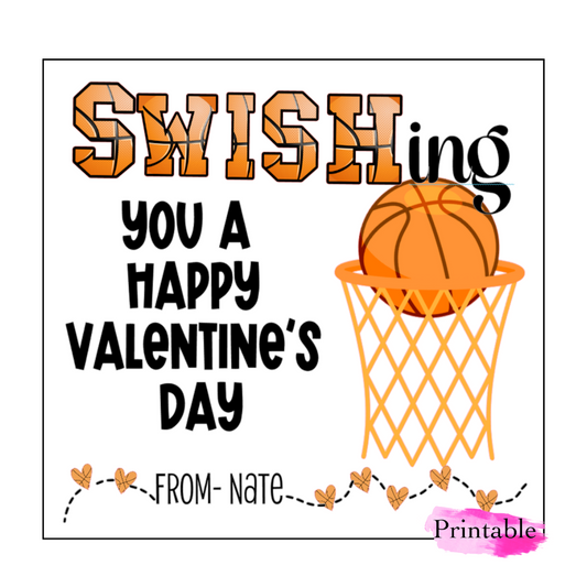 Printable Valentines for Kids Basketball