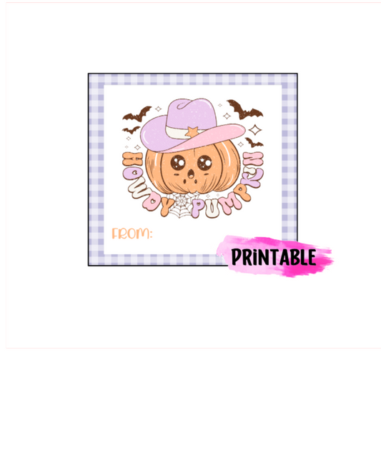 printable Pink cowboy Halloween tag