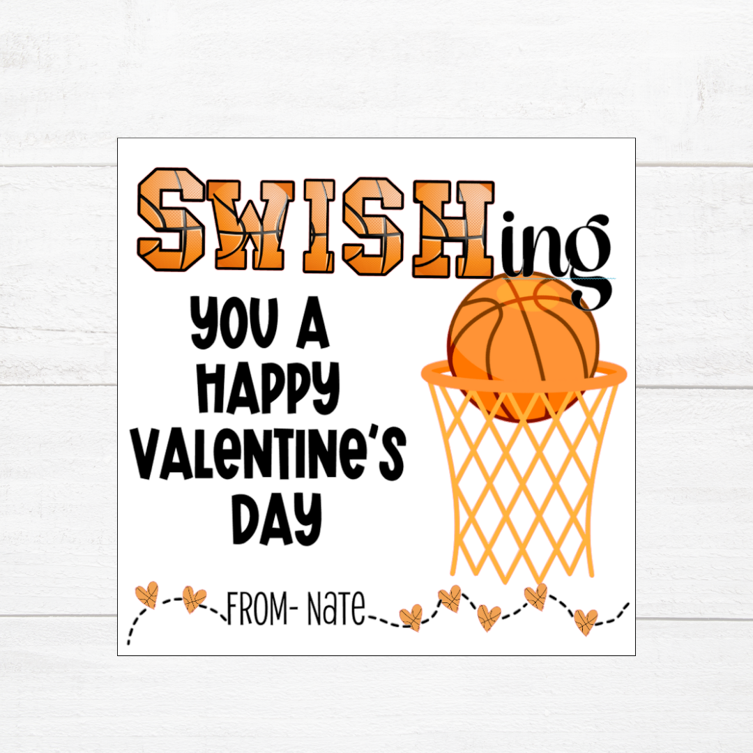 Custom Classroom Valentines Cards Basketball Theme – Vinylbug Designs