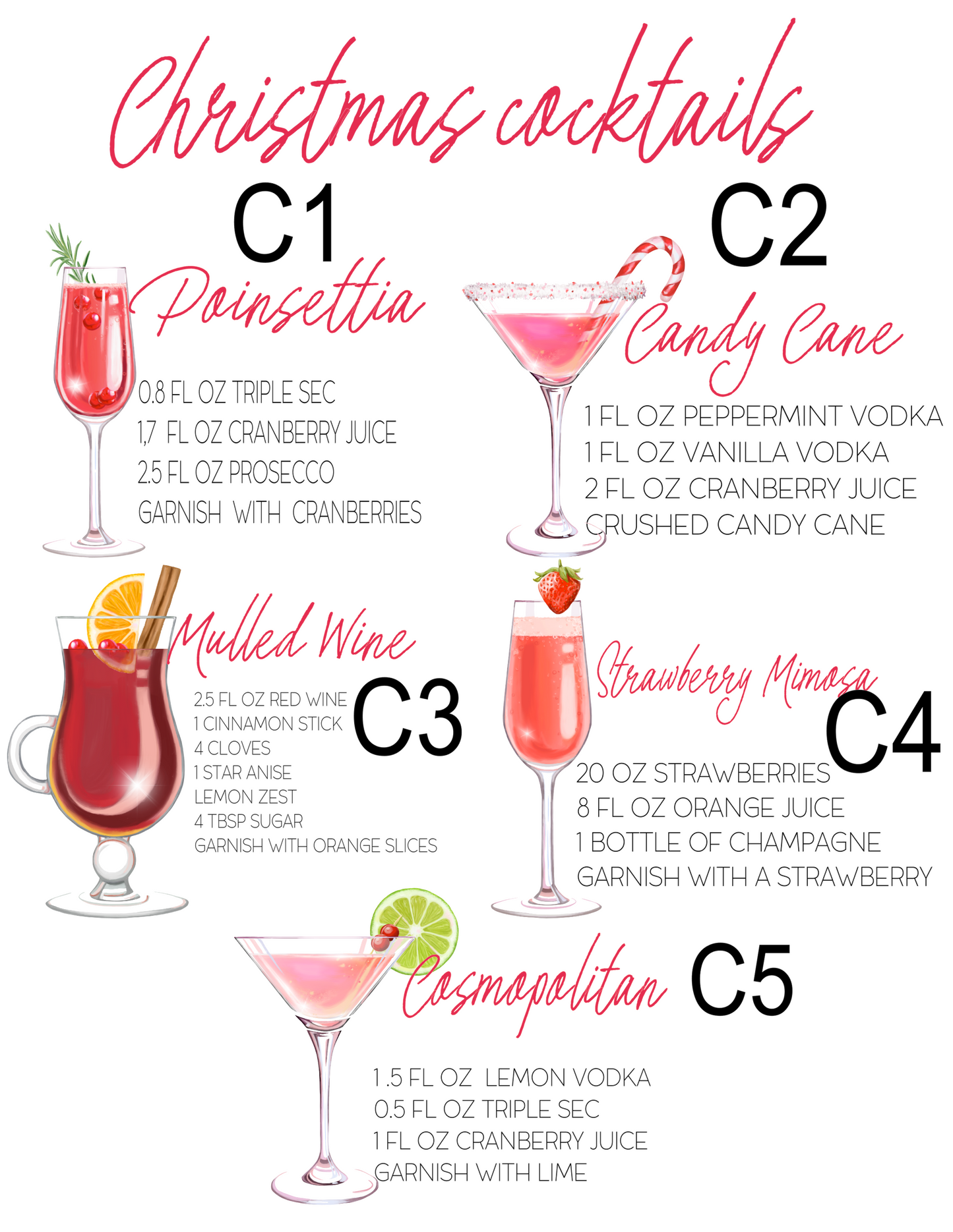 Signature Holiday drink Menu