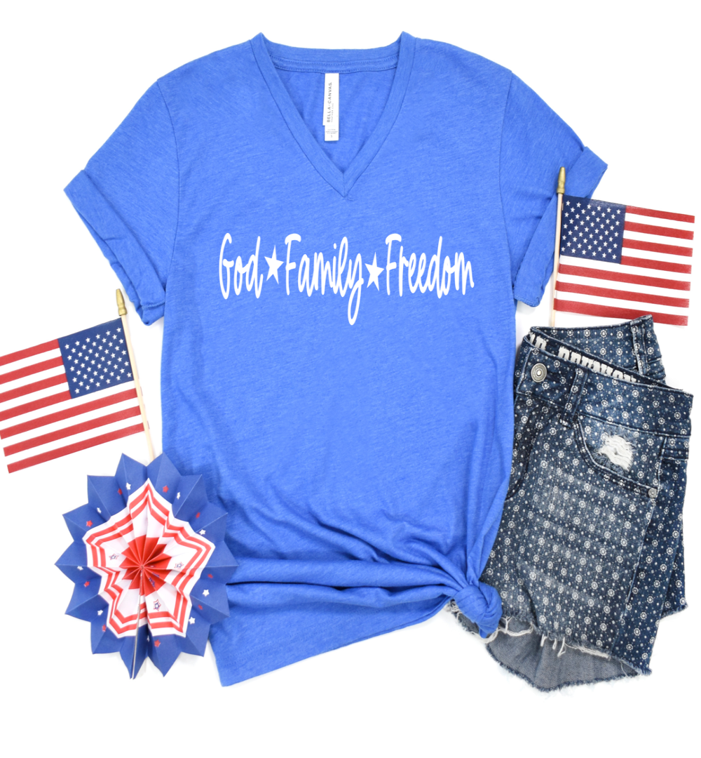 God Family Freedom Ladies T-Shirt