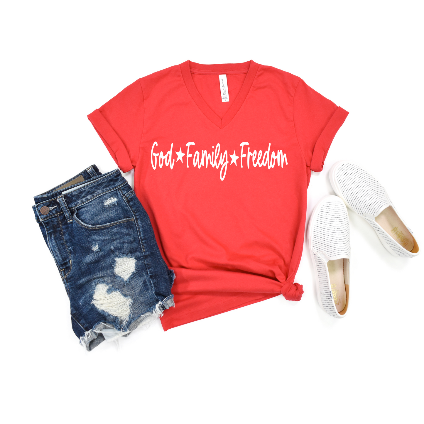 God Family Freedom Ladies T-Shirt