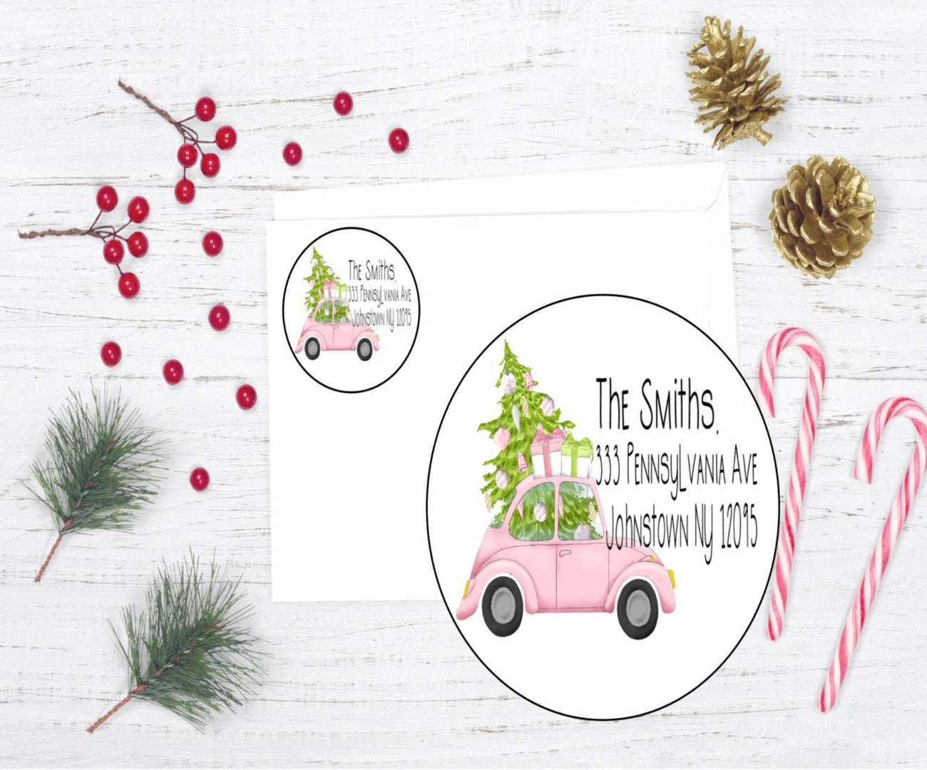 Pink Christmas Return Address Label
