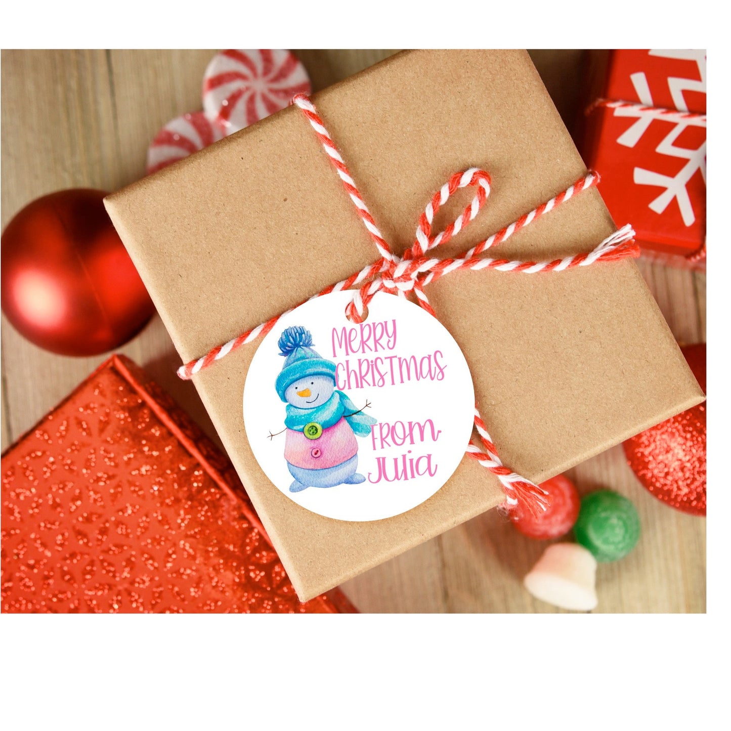 Personalized Christmas Gift Tag Snowman
