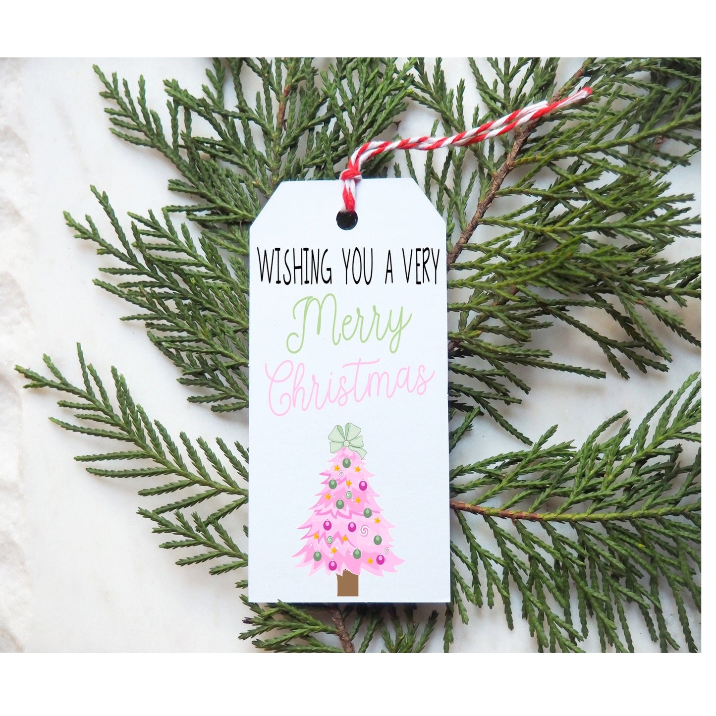 Pink Christmas Tree Gift Tag