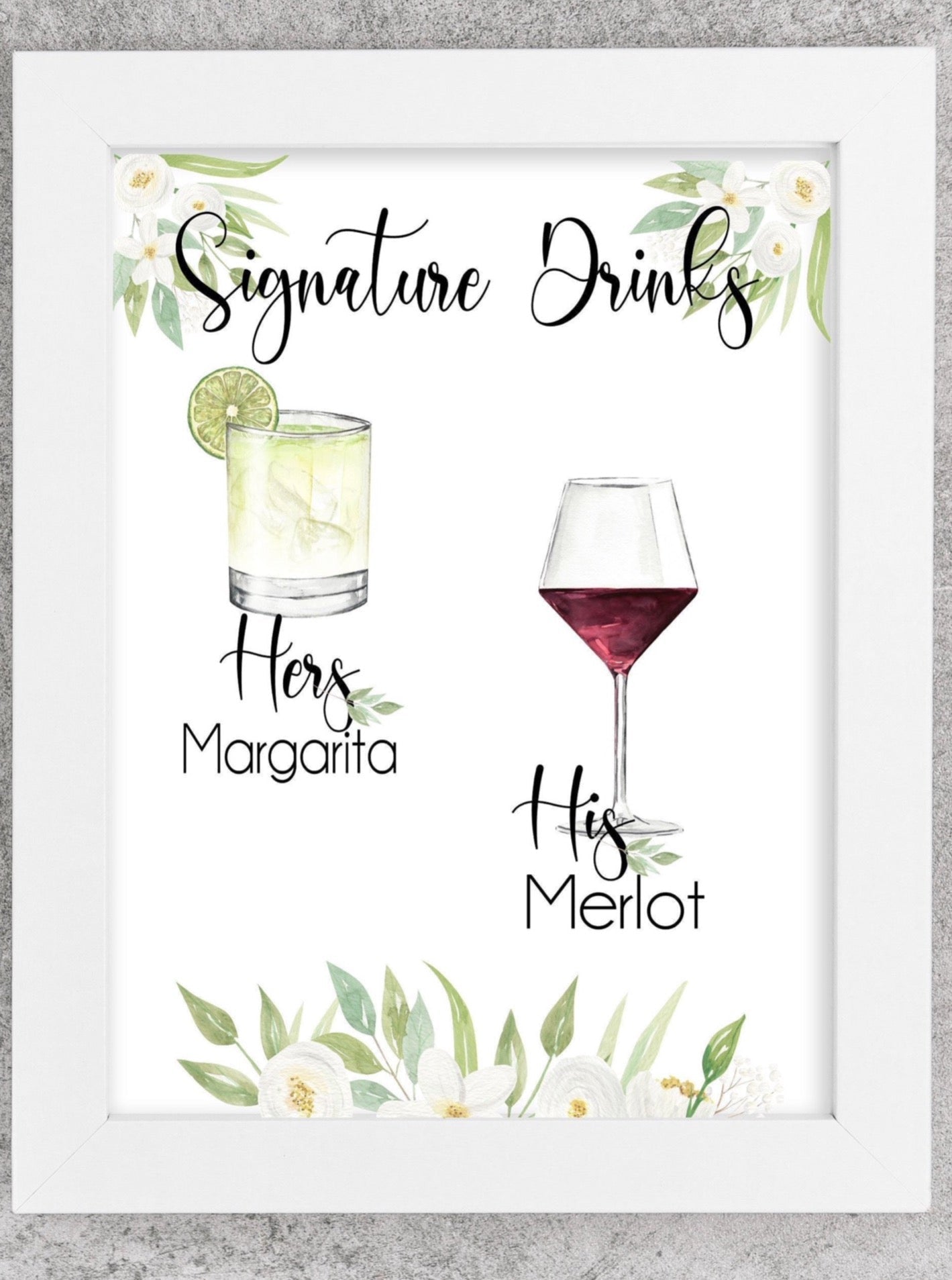 Signature Drink Menu | His and Her Drinks Printable Print at Home