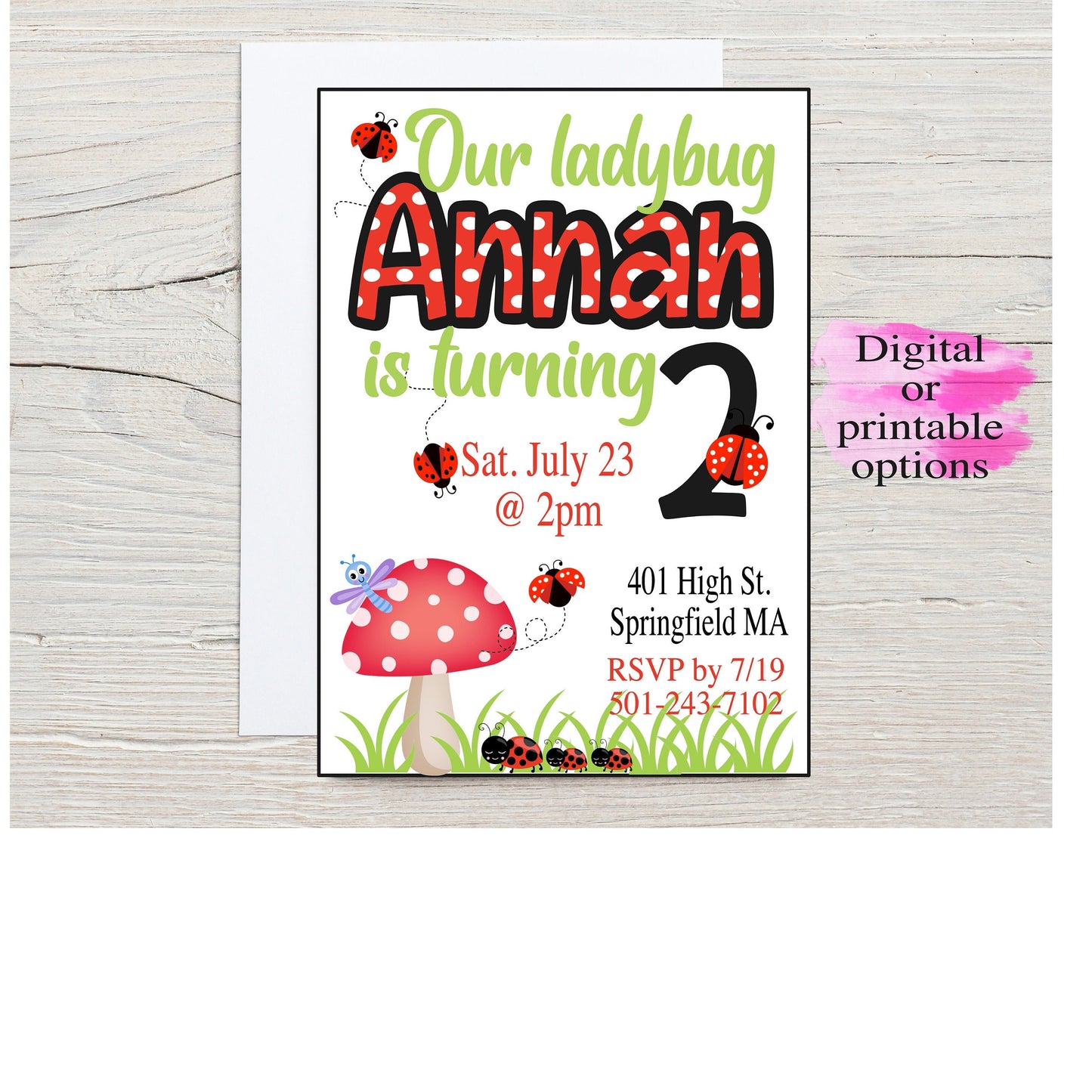 LadyBug Birthday Invitation