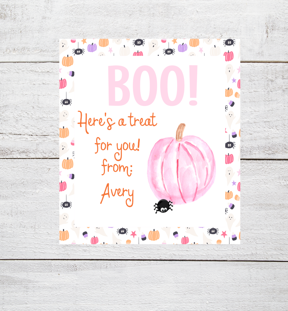 Pink Pumpkin Halloween Tag