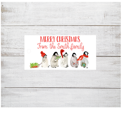 Christmas Gift Tag Sticker Penguin Theme