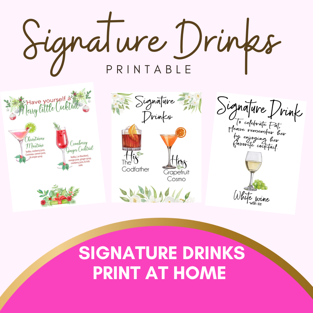 Menu For Signature Printable Signature Drink Menu – Vinylbug Designs