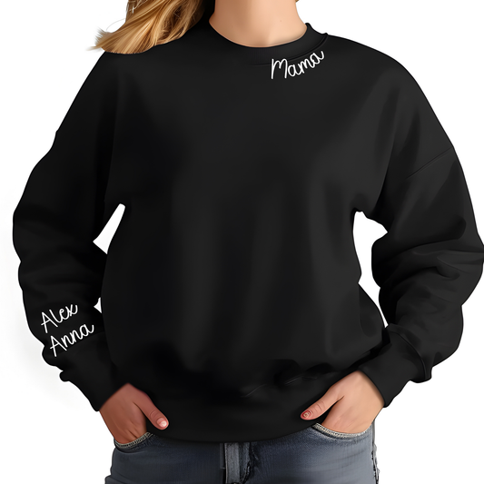 Personalized  Sweatshirt with Name on Sleeve| Custom family Name Crewneck