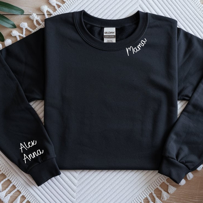 Personalized  Sweatshirt with Name on Sleeve| Custom family Name Crewneck