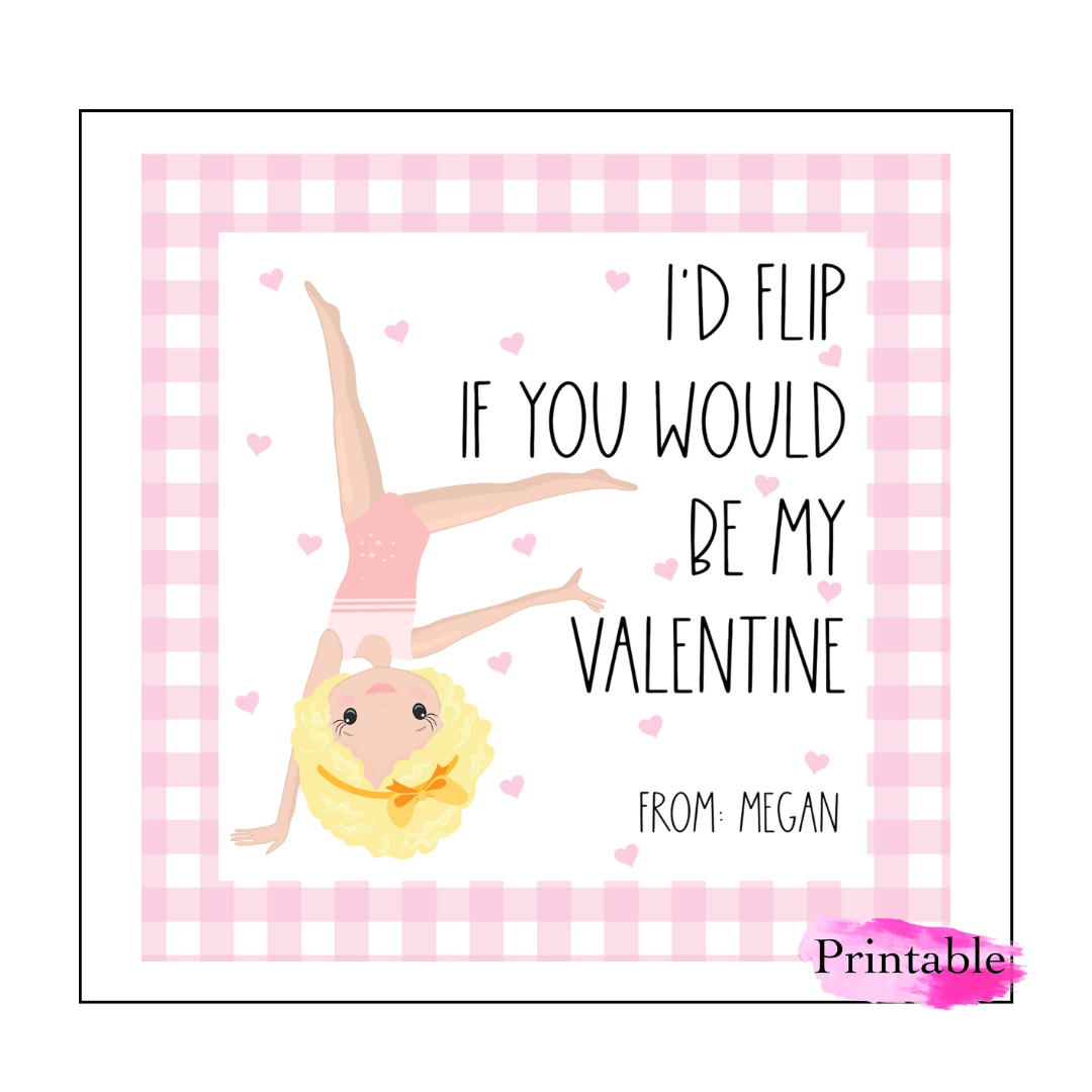 Printable Gymnastic Valentine's Cards