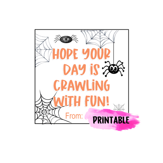 Printable Creepy Spider Halloween Gift tag