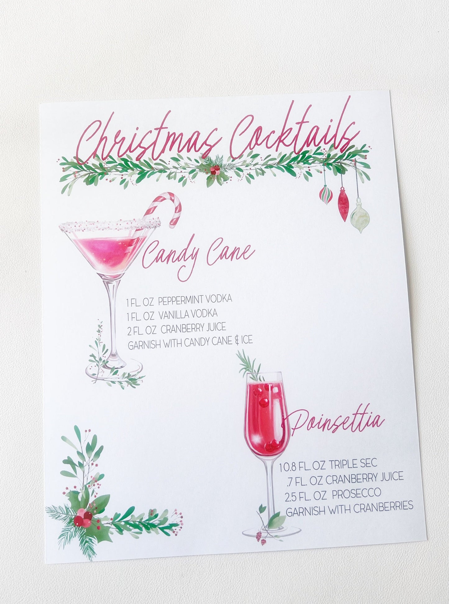 Printable Holiday Signature Drink Menu