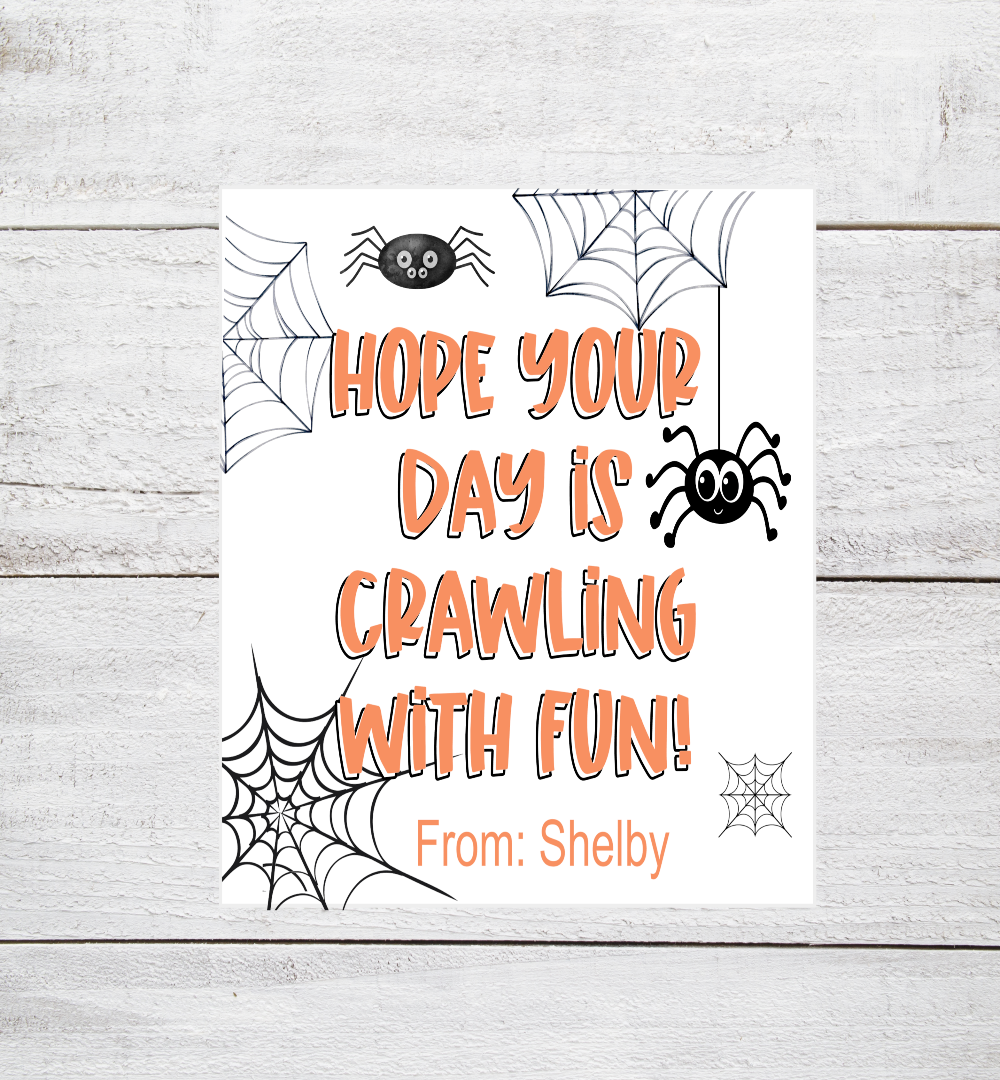 Creepy Spider Halloween Tag Sticker