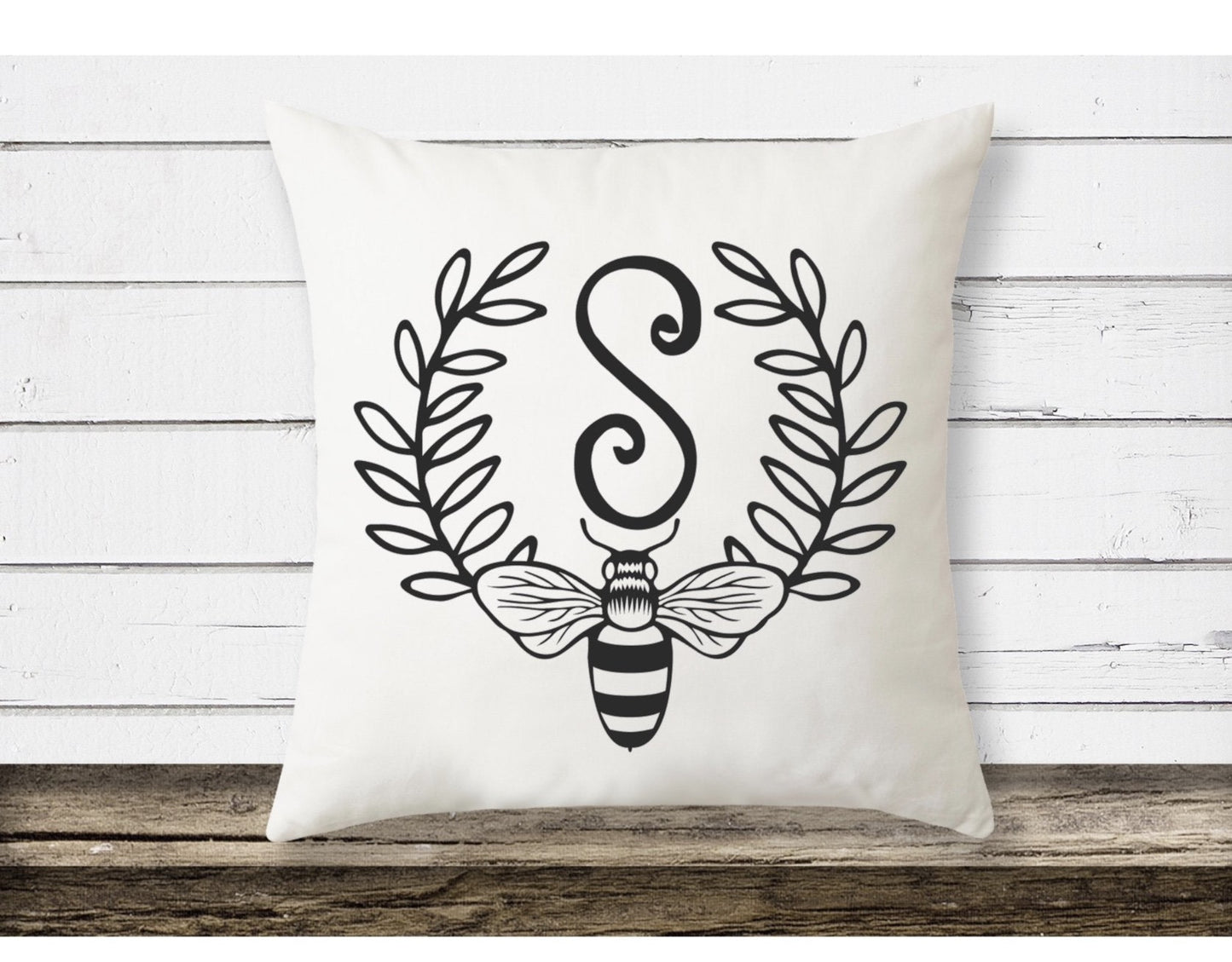 Monogram Throw Pillow Bee Theme