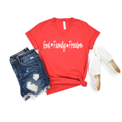 God Family Freedom  Ladies T-Shirt