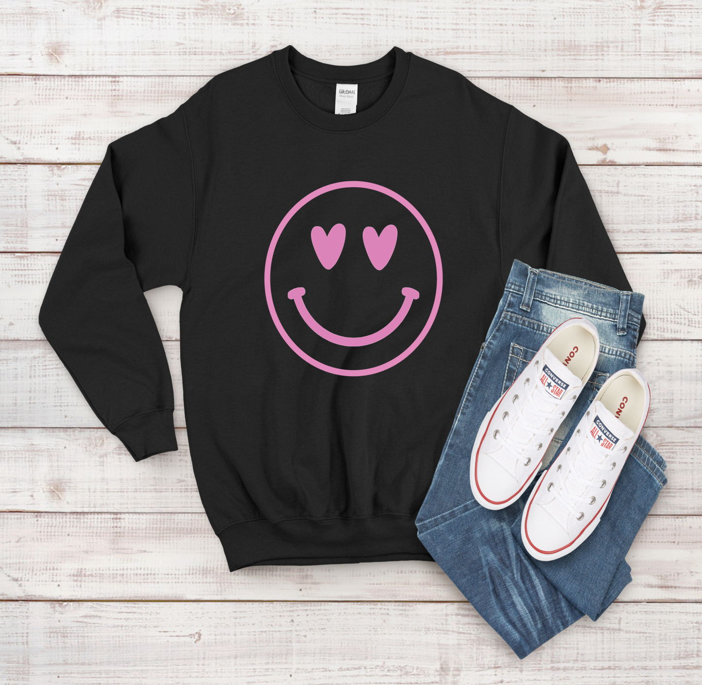 heart smiley face sweatshirt