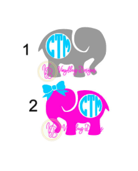 Elephant Monogram Decal