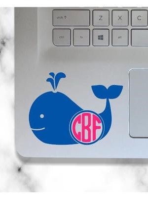 Happy Whale Monogram Decal