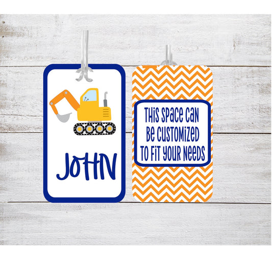 Boy Personalized Luggage Tag |  Dump truck Construction Theme