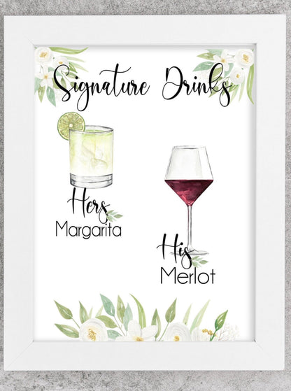 Signature Drink Menu | His and Her Drinks Printable Print at Home