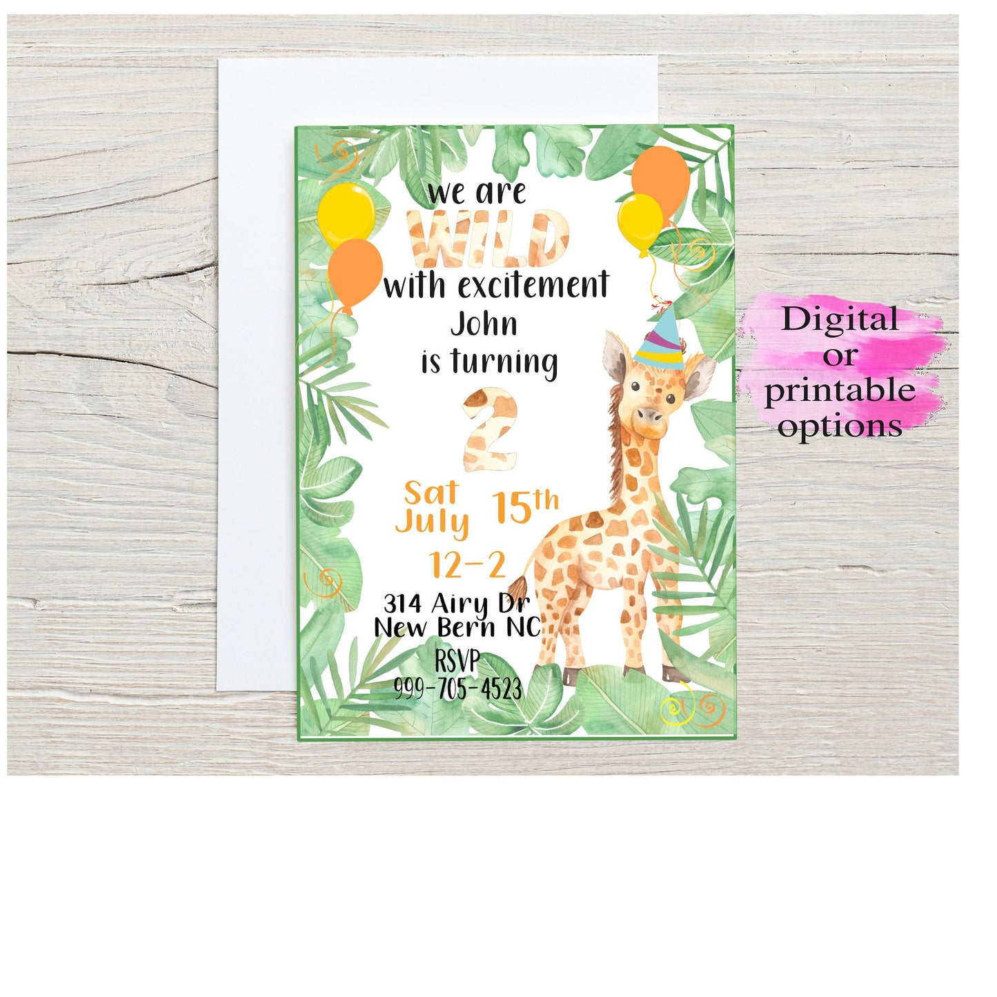 Zoo Theme Birthday Invitation |Wild one