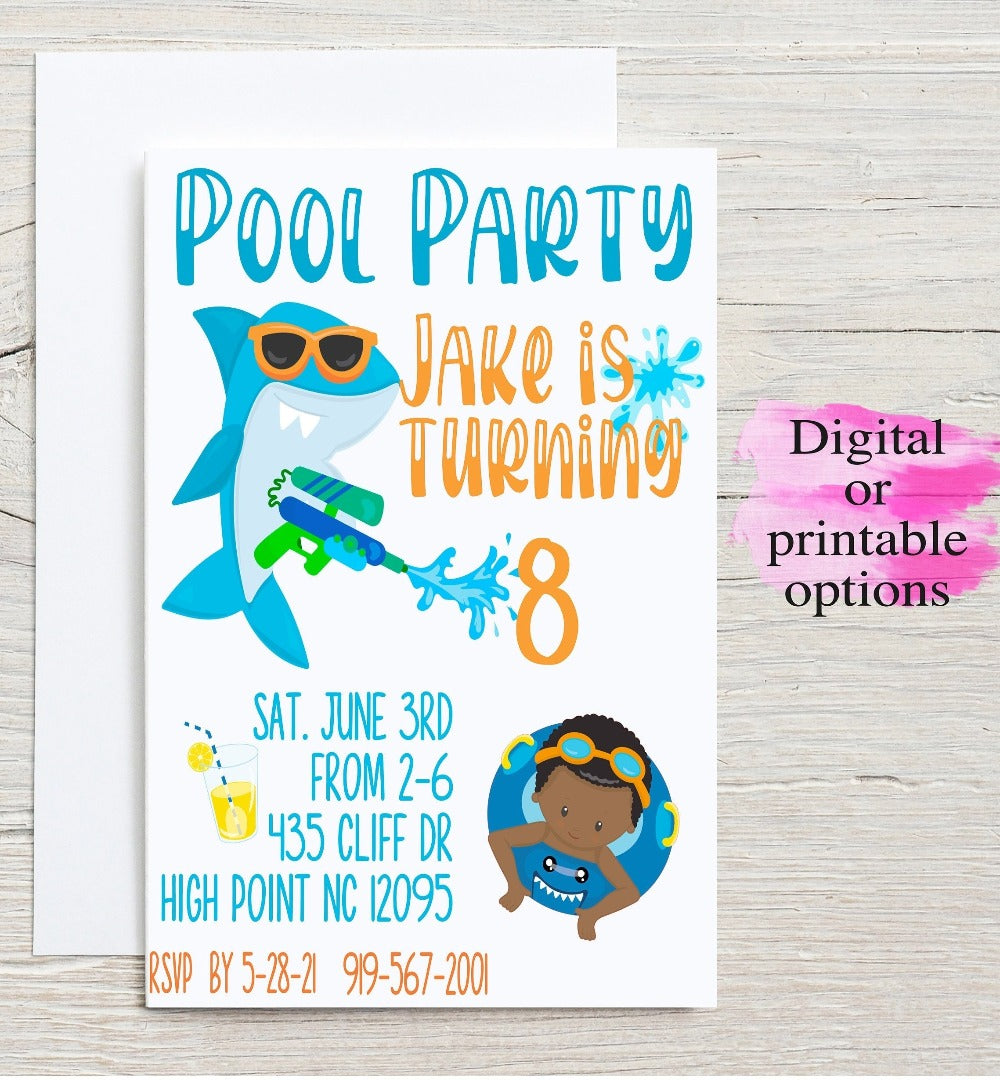 Print at home Birthday Invitation | Pool Party
