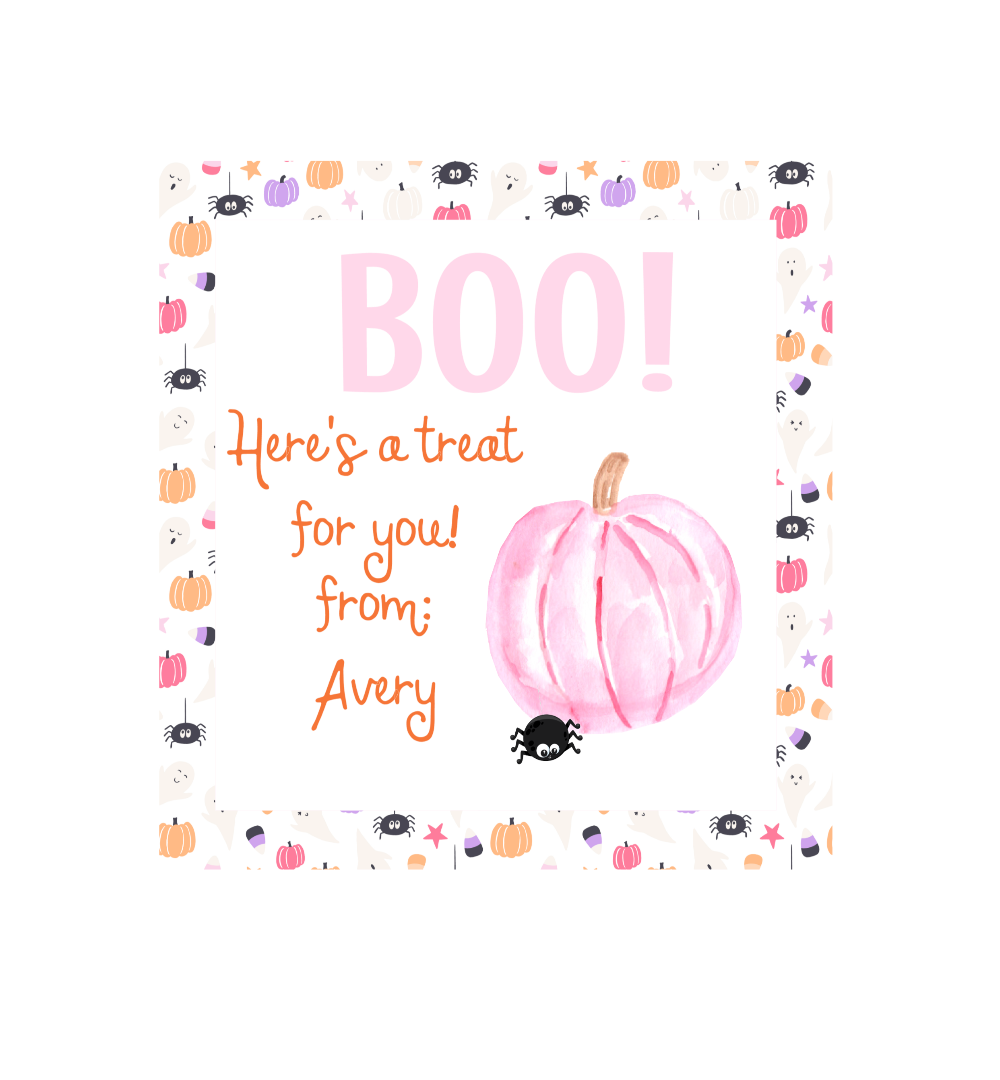 Pink Pumpkin Halloween Tag