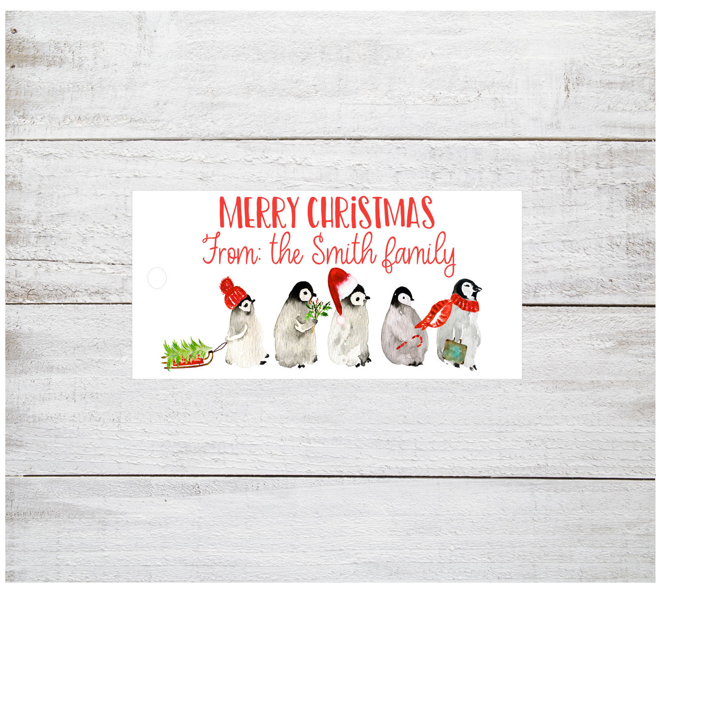 Christmas Gift Tag Sticker Penguin Theme