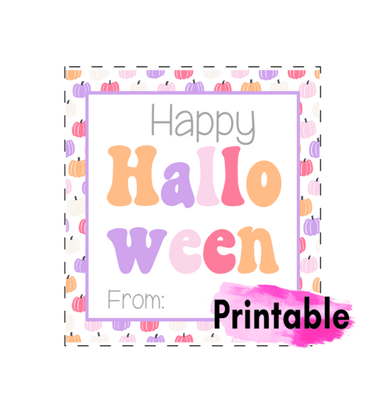 Printable Groovy Halloween Gift tag